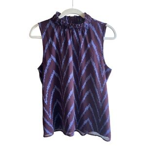Ann Taylor Ruffle Mock Neck Blouse – Size S (Flowy, Lined Front)